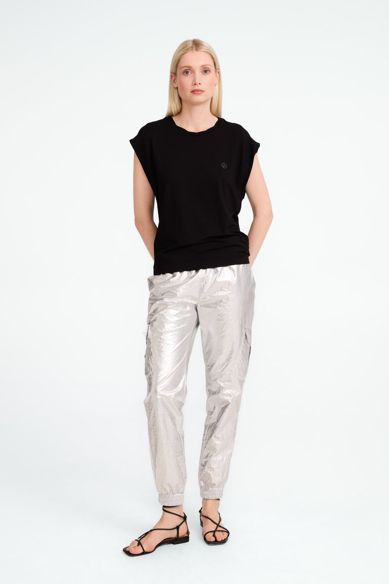 Maria stretch viscose logo top | Black