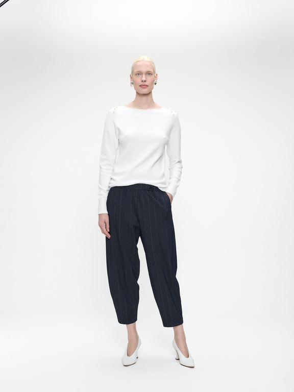 Pullover viscose pearls NB2445P | Off White