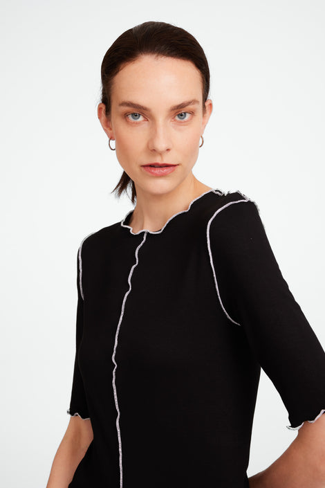Jordan stretch viscose top | Black White