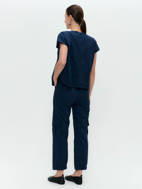 Papavero cotton top | Blue denim