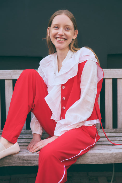 AntinyP structure tech jersey pants | Red