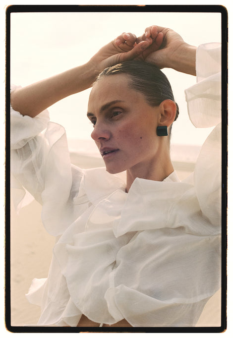 Saby ruffled viscose blouse | White