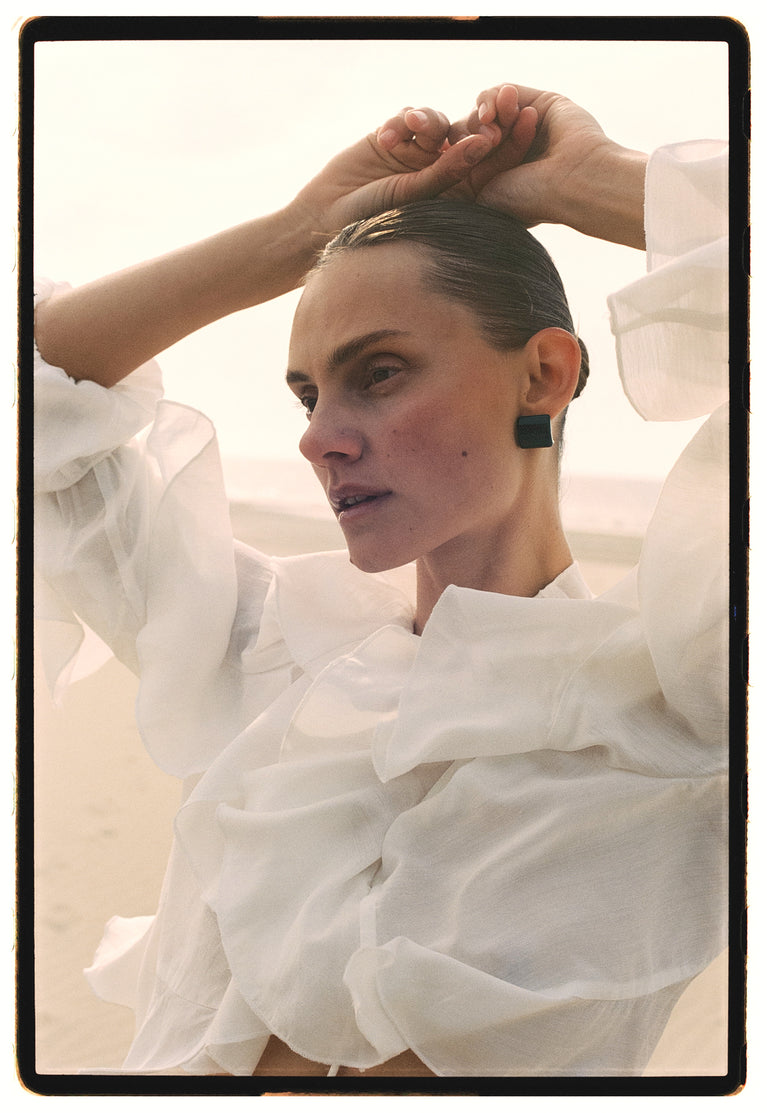 Saby ruffled viscose blouse | White