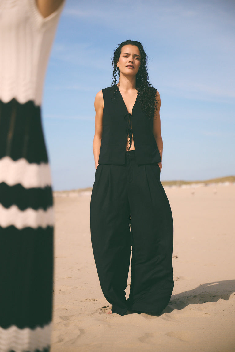 Takara linen mix pants | Black