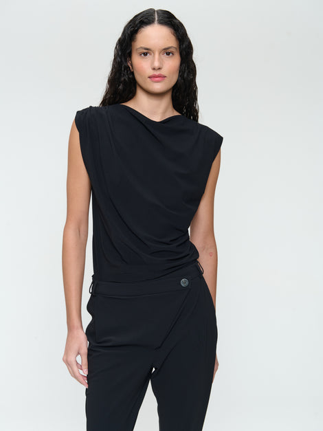 Nelly stretch technical jersey top | Black