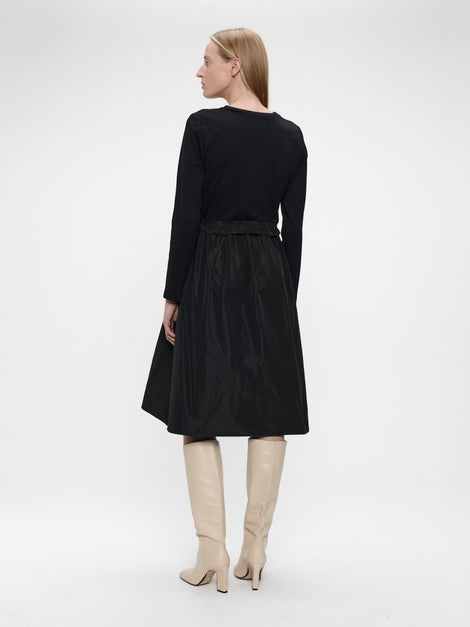 Ester mix cotton taffeta dress | Black