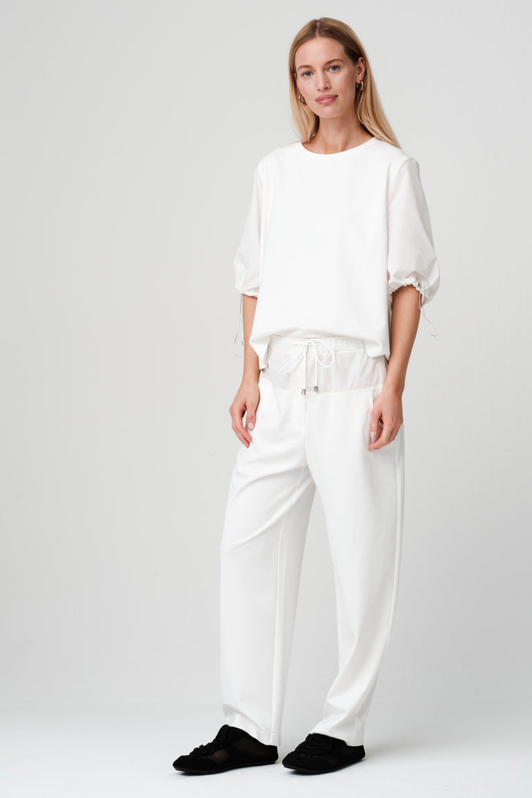 Pamela jersey/taffeta mix blouse | Off White