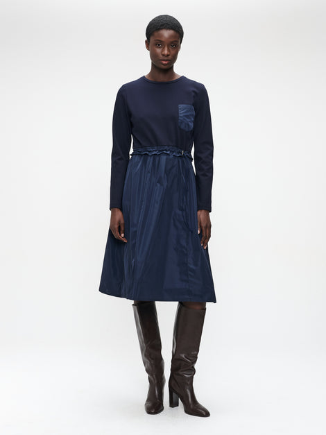 Ester mix cotton taffeta dress | Blue