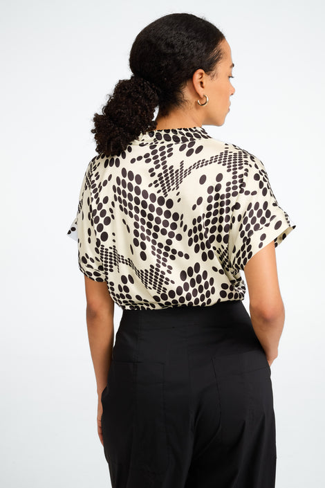 Lucca printed stretch viscose top | White