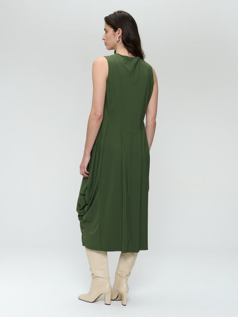 Ria WS stretch technical jersey dress | Oliva green