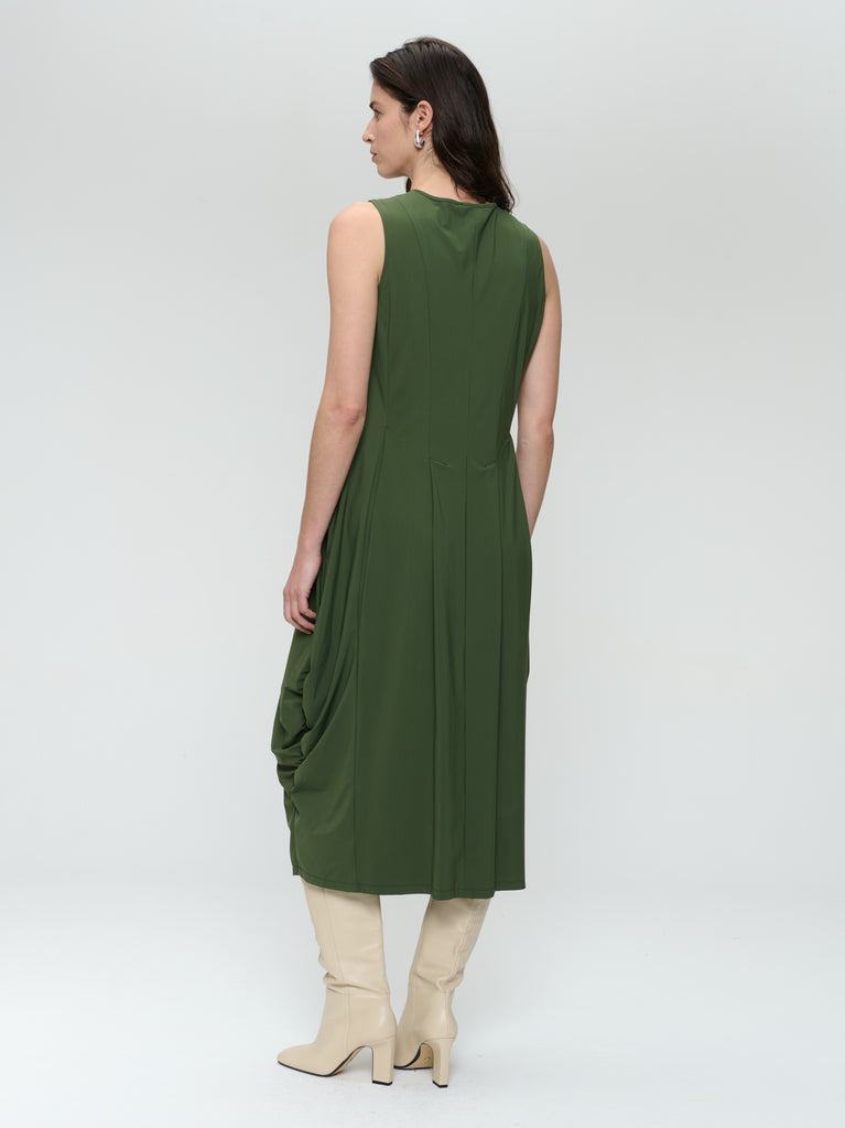 Ria WS stretch technical jersey dress | Oliva green