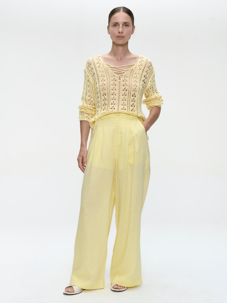 Hamako linnen mix pants | Yellow