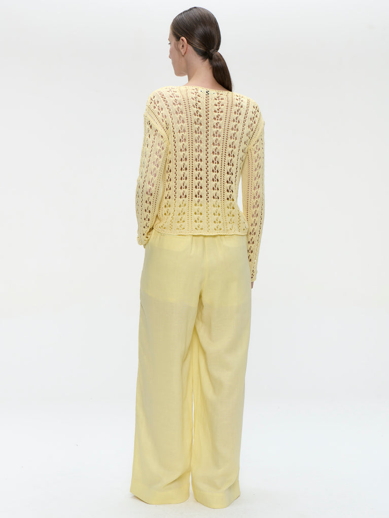 Hamako linnen mix pants | Yellow