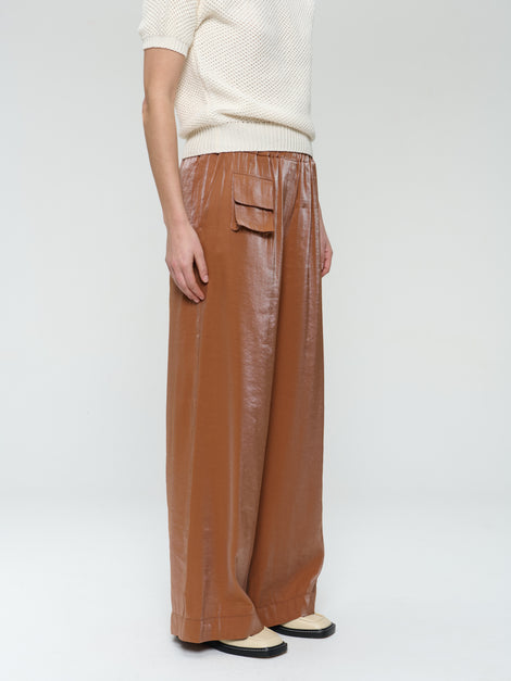 CharlyN shiny viscose pants | Brown