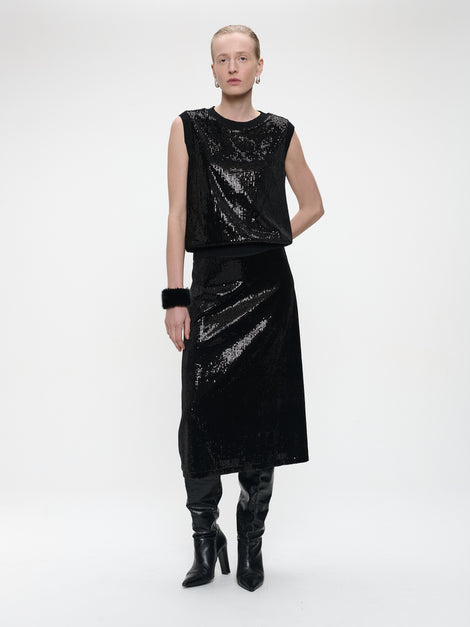 Pallina sequins skirt | Black