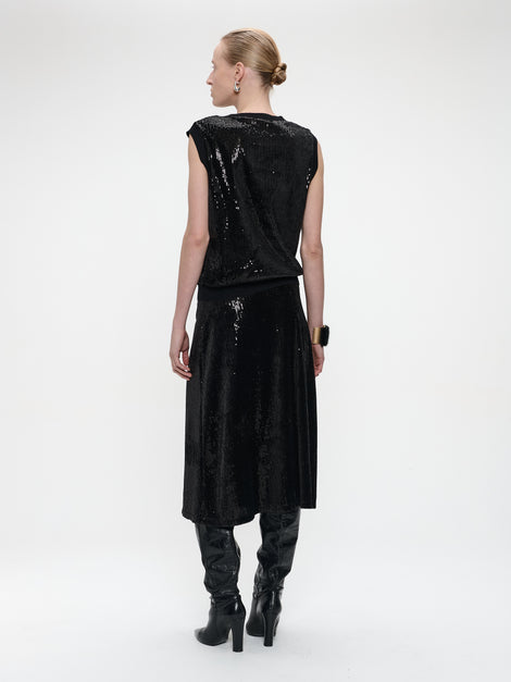 Pallina sequins skirt | Black