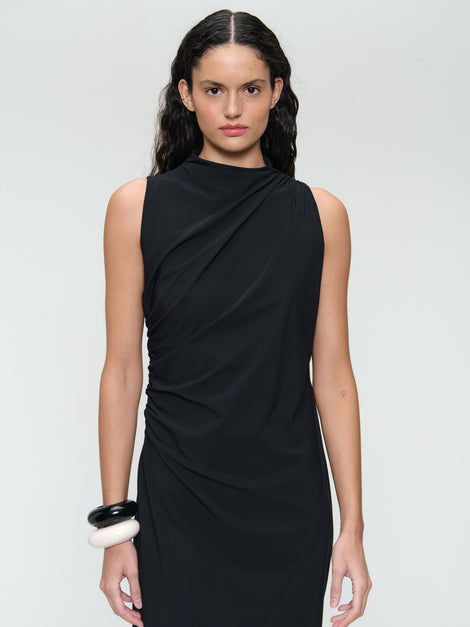 Verena stretch technical jersey dress | Black