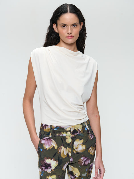 Nelly stretch technical jersey top | Light Sand