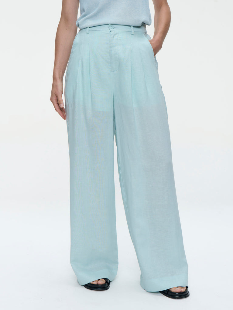 Hamako linnen mix pants | Aloe