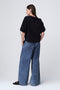 Pamela jersey/taffeta mix blouse | Blue