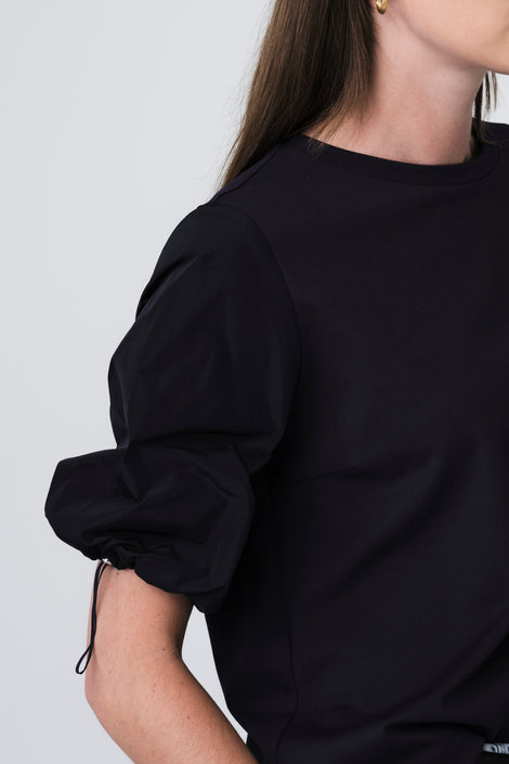 Pamela jersey/taffeta mix blouse | Blue