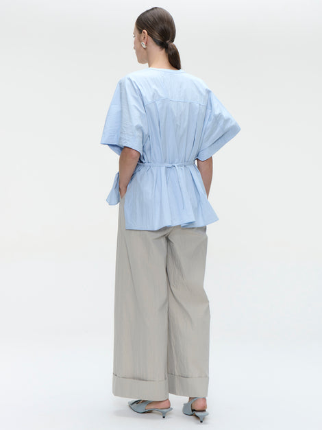Hiroko cotton mix blouse | Light Blue