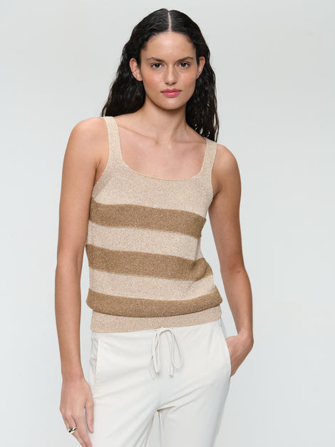 Lurex shiny line top 25053 | Beige Gold