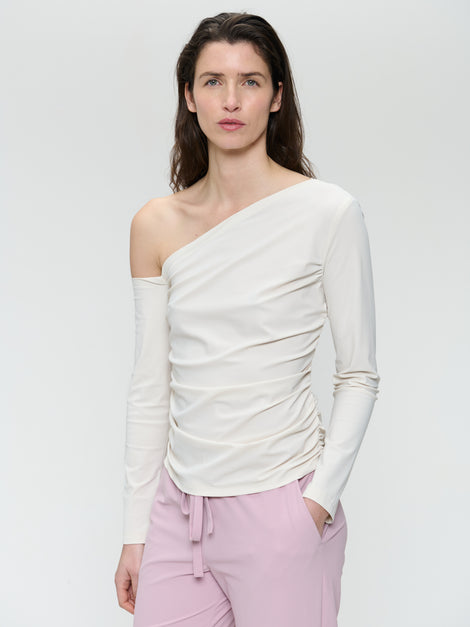 Lidia stretch technical jersey top | Light Sand