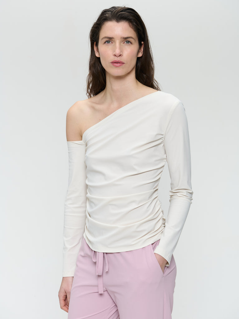 Lidia stretch technical jersey top | Light Sand