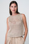 Sequined hole top 25052 | Beige