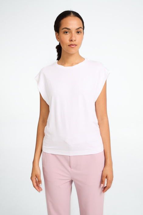 Maria stretch viscose logo top | White