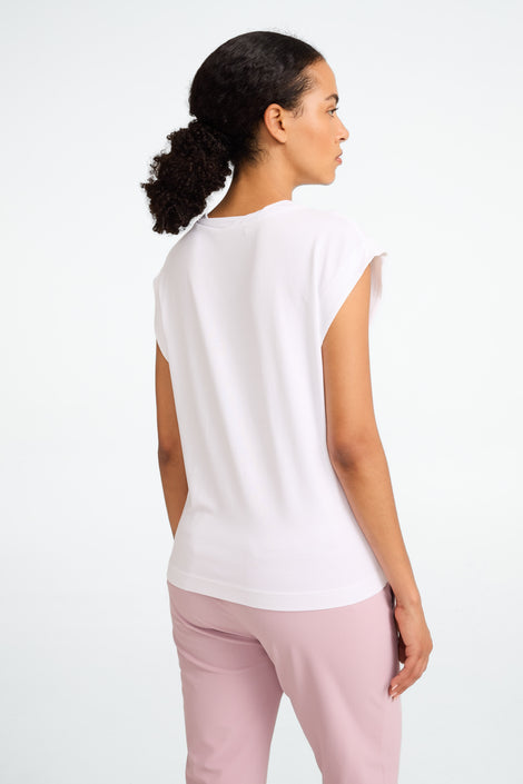 Maria stretch viscose logo top | White