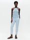 Open shoulders cotton viscose top 9042 | Light Blue