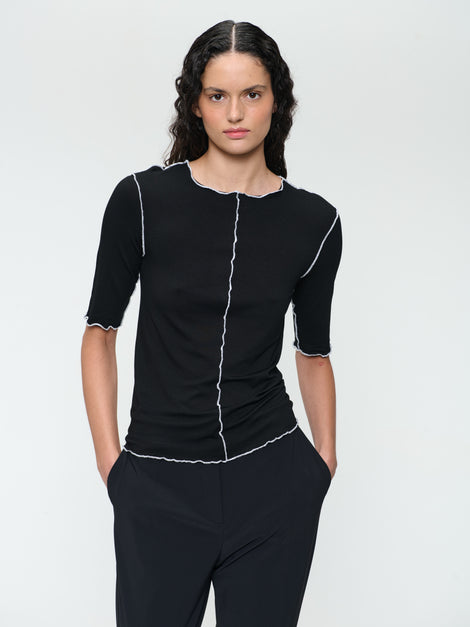 Jordan stretch viscose top | Black White