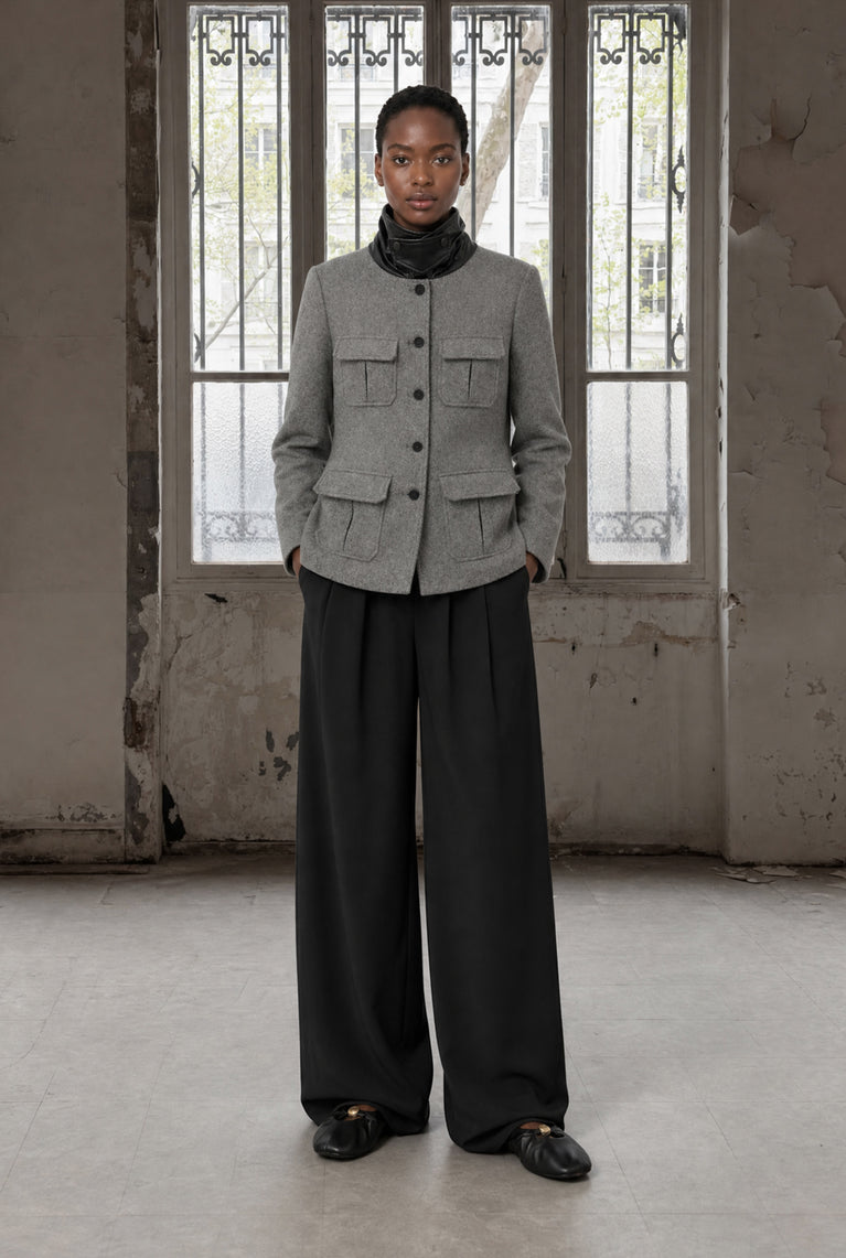 Beatriche wool short coot | Muddy Green