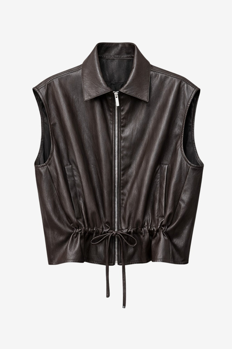 Alora eco leather vest | Dark Brown