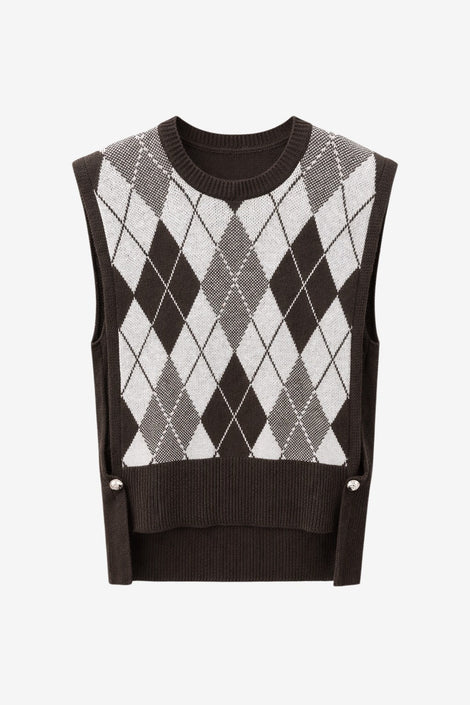 Vest with rhomboids 3007 | Brown