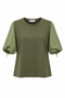Pamela jersey/taffeta mix blouse | Army