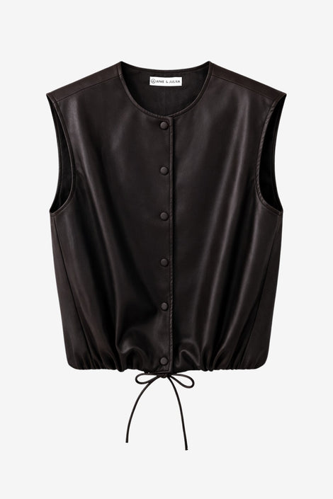 Clare eco leather vest | Dark Brown