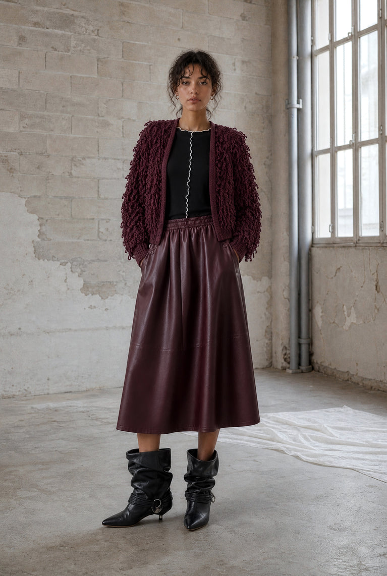 Elle eco leather skirt | Bordo