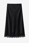Esra silk skirt whit lace trim | Black