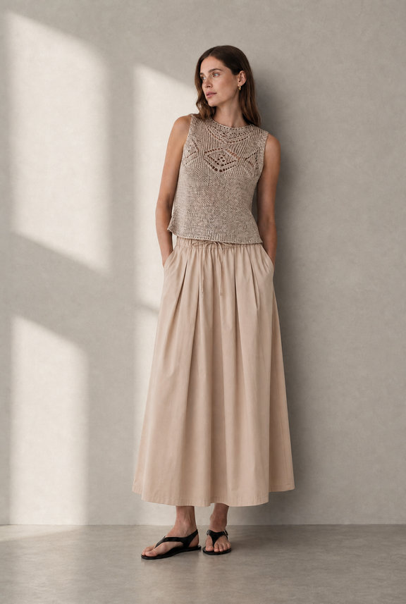 Poplin long skirt | Sabbia