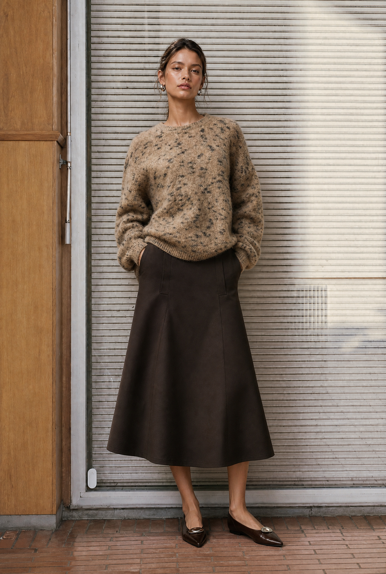 Merry punto Milano pocket skirt | Moro