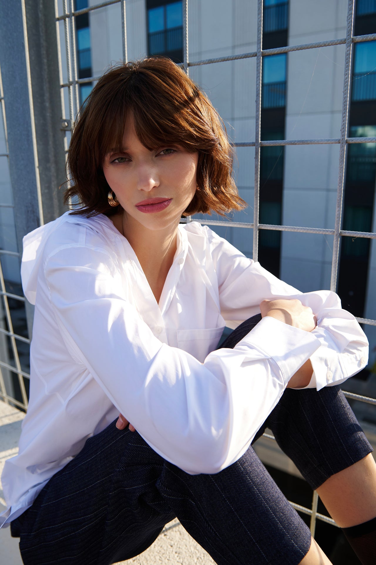 Stasi poplin hooded blouse Stasi poplin hooded blouse | White