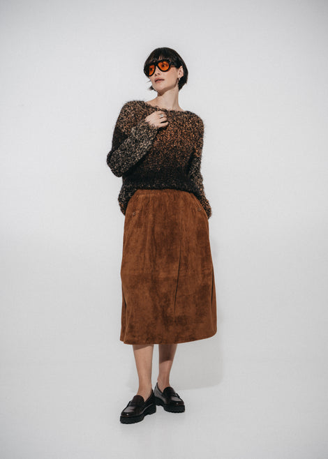 Cozy colour block pullover FA264 | Black Brown