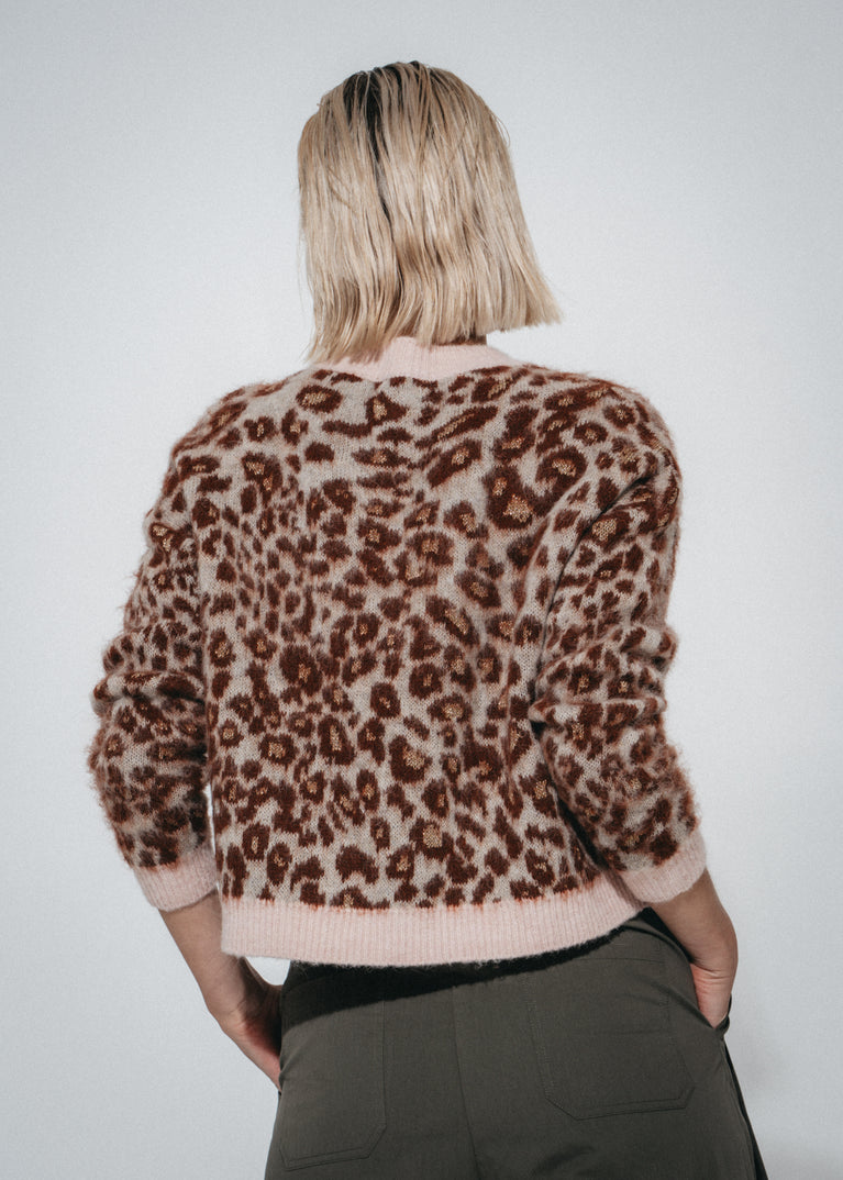 Jacquard animal pullover 22128 | Brown