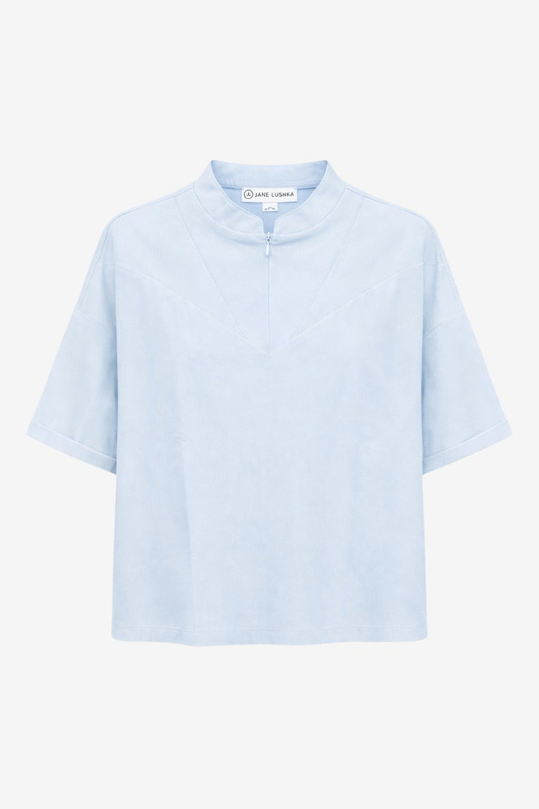 Lissa structure tech jersey top | Light Blue