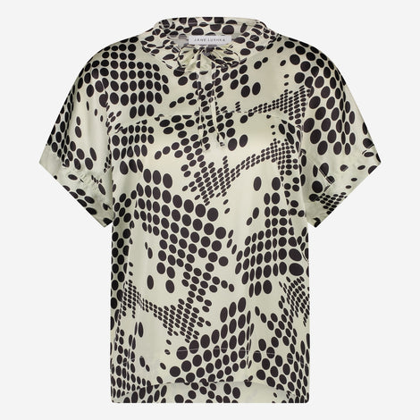 Lucca printed stretch viscose top | White