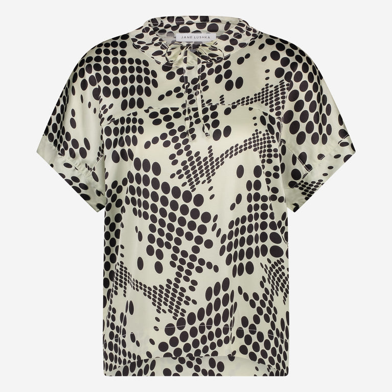 Lucca printed stretch viscose top | White