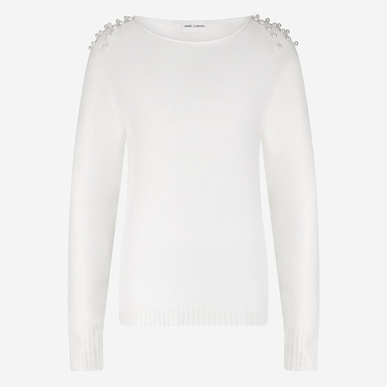 Pullover viscose pearls NB2445P | Off White